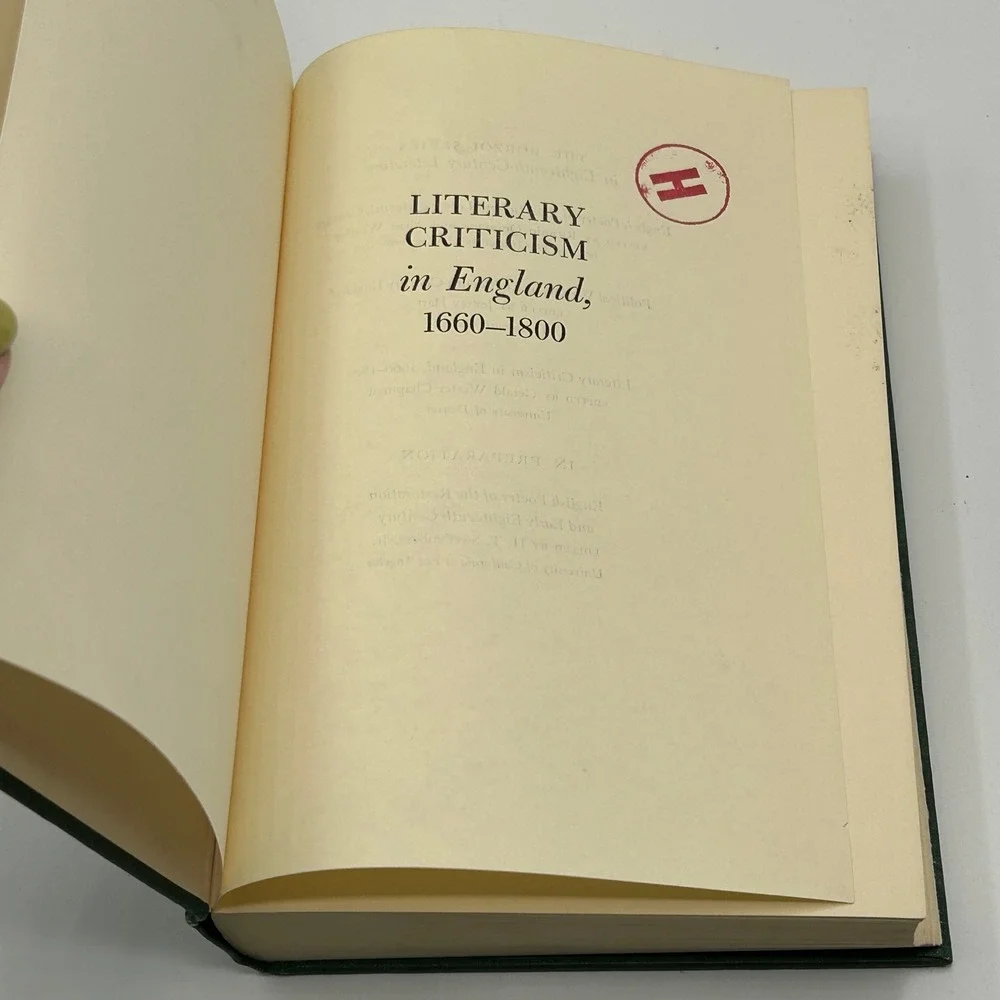 Literary Criticism in England 1660-1800 Chapman 1966 1st Printing Hardcover Book